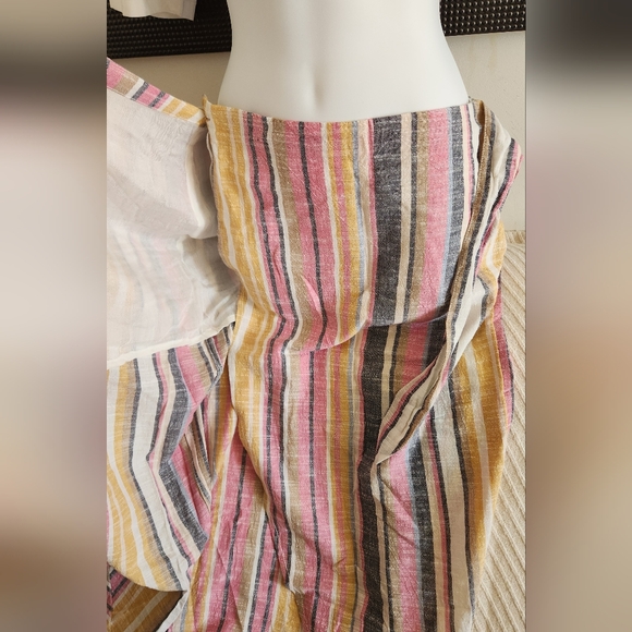 Free People Striped Pink and Yellow Wrap Skirt - Picture 3 of 5